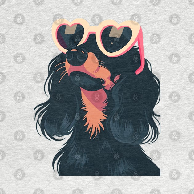 Adorable Dachshund with Heart Sunglasses by Retroprints